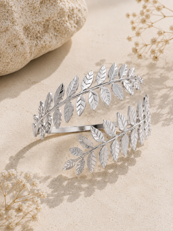 Leaves Arm Cuff - Silver - Freestyle libre 2